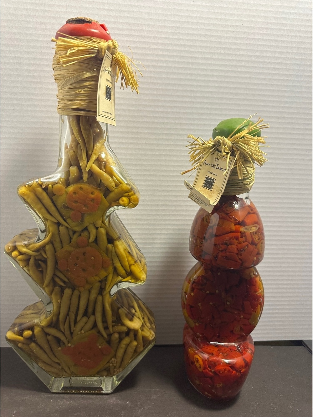 Vintage Art for the Table Chili Pepper Vinegar Bottles Lot of 2 Decorative